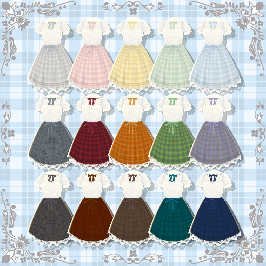【VRoid】ブラウス&スカート 15種セット