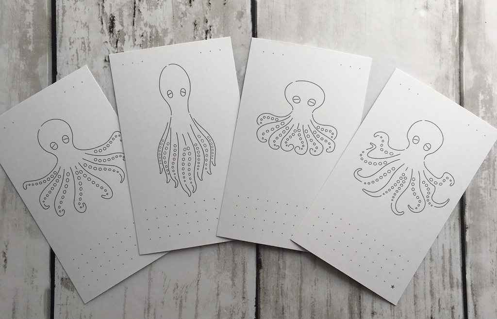 ダンシングタコ(インクで遊ぶカード/名刺サイズ)