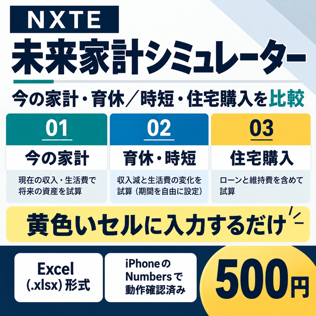【Excel家計シミュレーター】育休・時短・住宅購入後の家計を比較｜NXTE