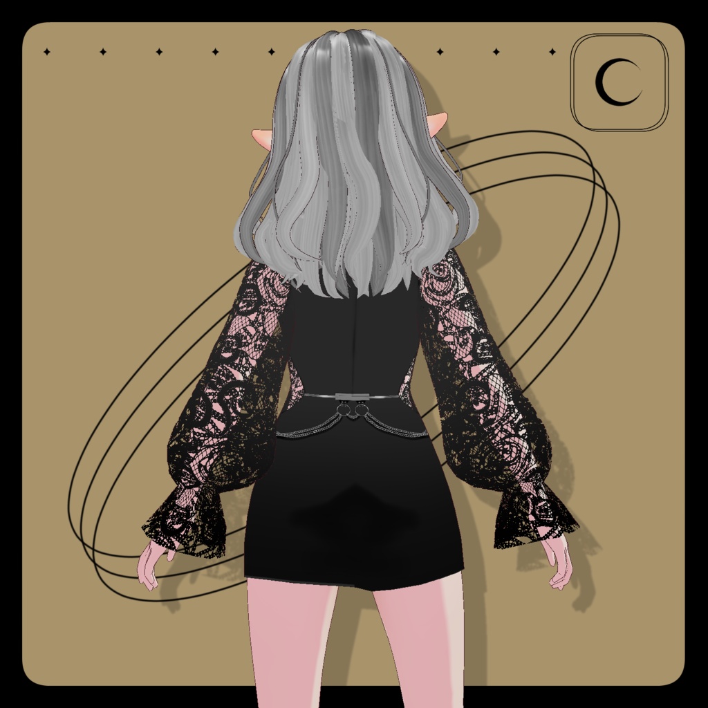 〖VRoid texture/Free〗black lace dress