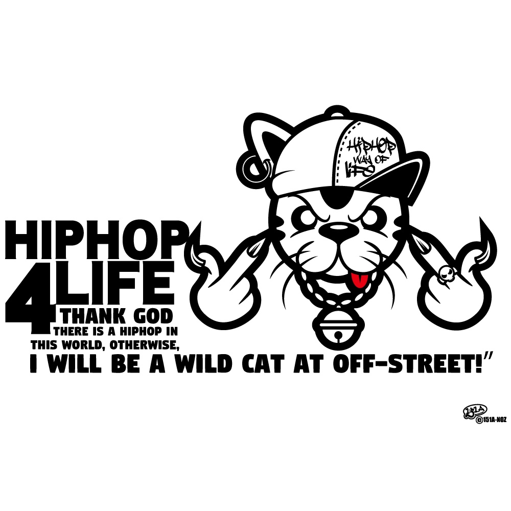 HIPHOP4LIFE 猫のHIPHOP(ブラック)