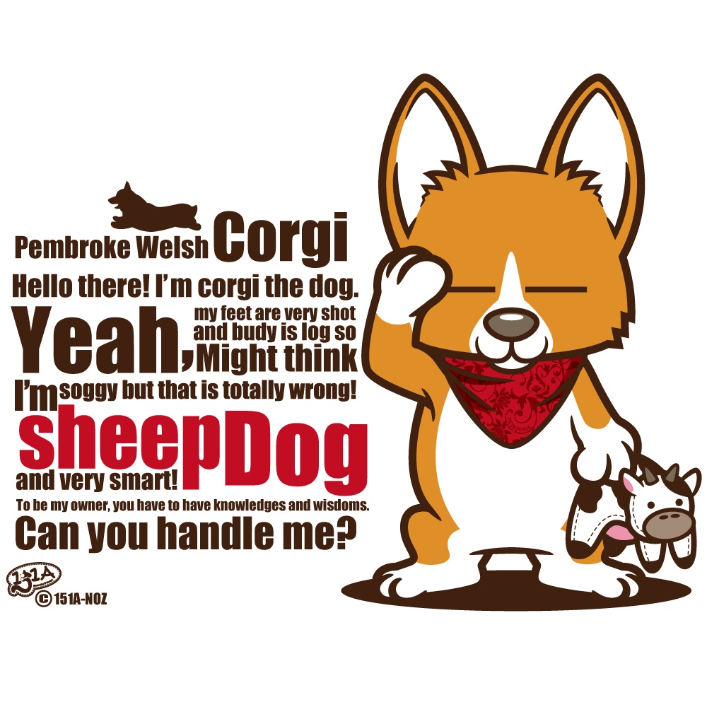 コーギーのキャラクターをプリントしたトートバックです。