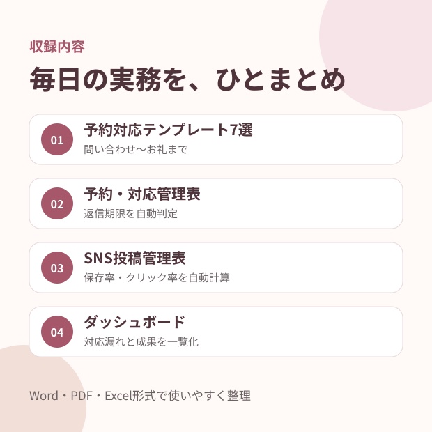 ひとりネイルサロン SNS・予約対応スターターキット|返信20例+投稿30案+管理表