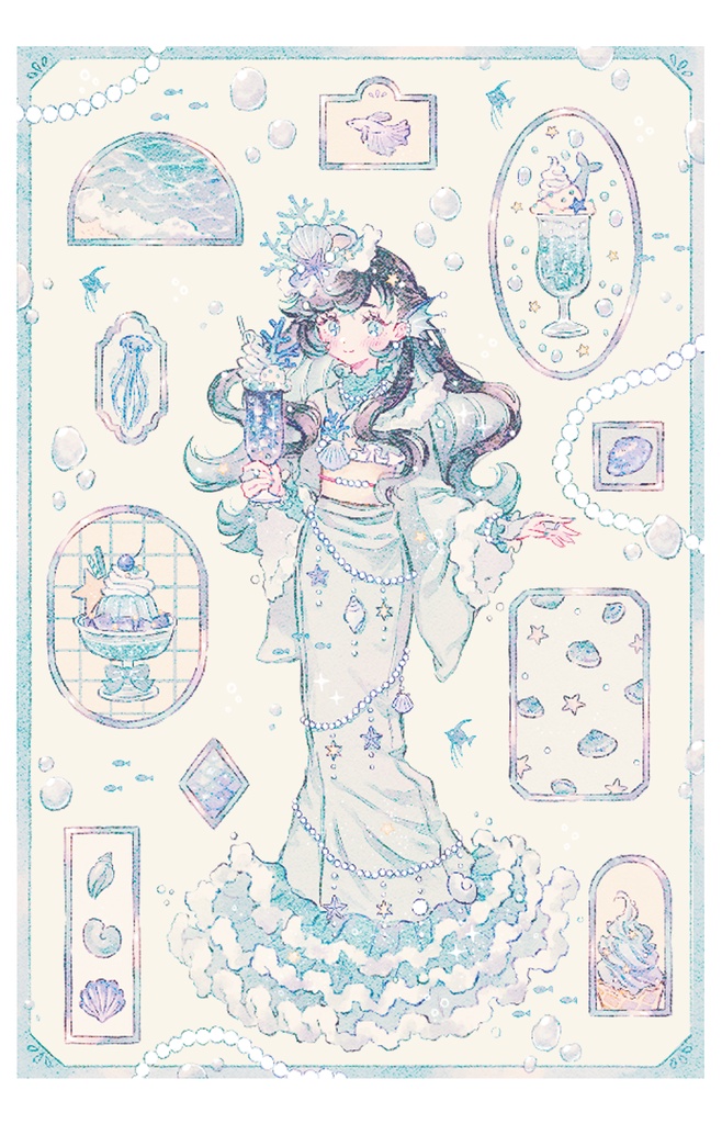「マーメイド喫茶」半透明ポストカード