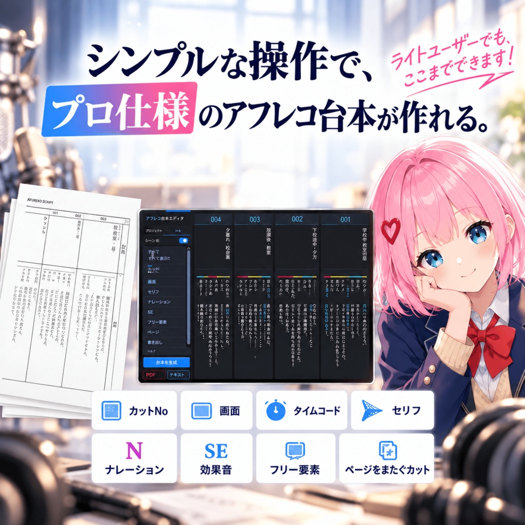 アフレコ台本エディタ【無料体験版あり】