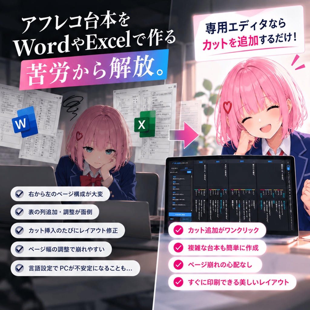 アフレコ台本エディタ【無料体験版あり】