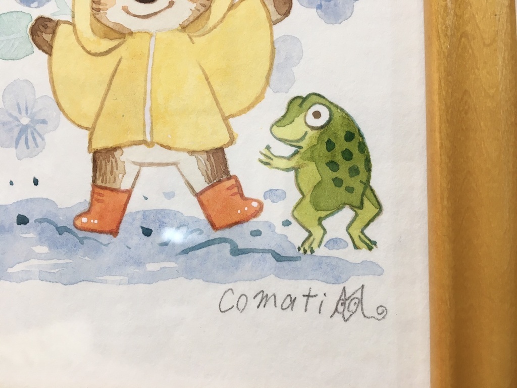 ミニ水彩原画 雨合羽のこぐま こまち屋台 Booth