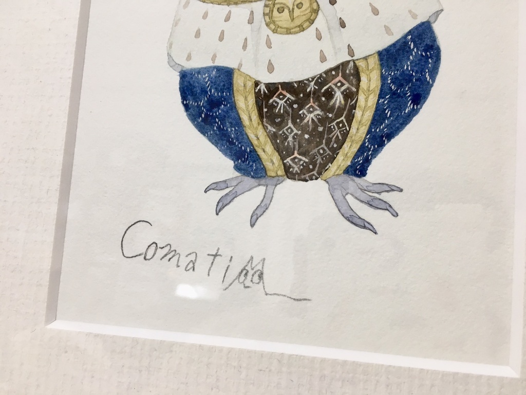 水彩原画 青いマントの小鳥 こまち屋台 Booth