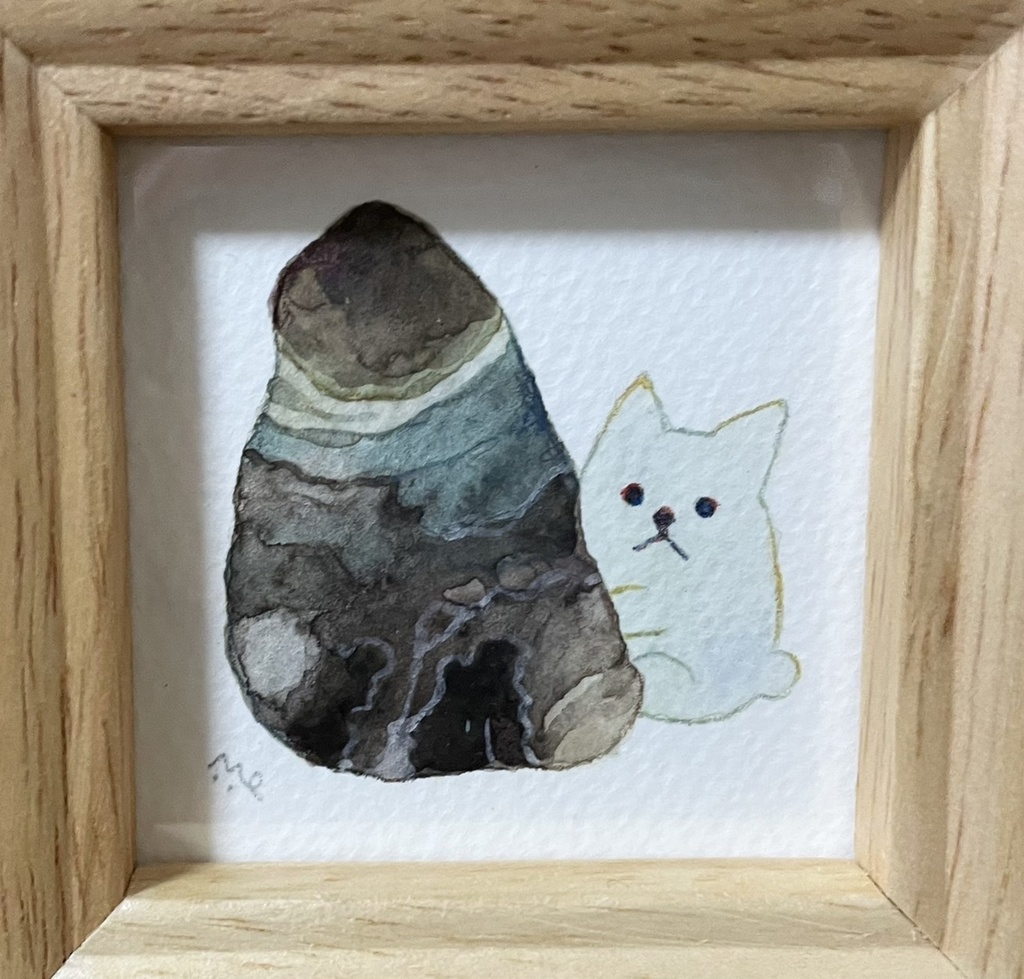 額入りミニ原画「きなりミネラルショー・つやきばこ」