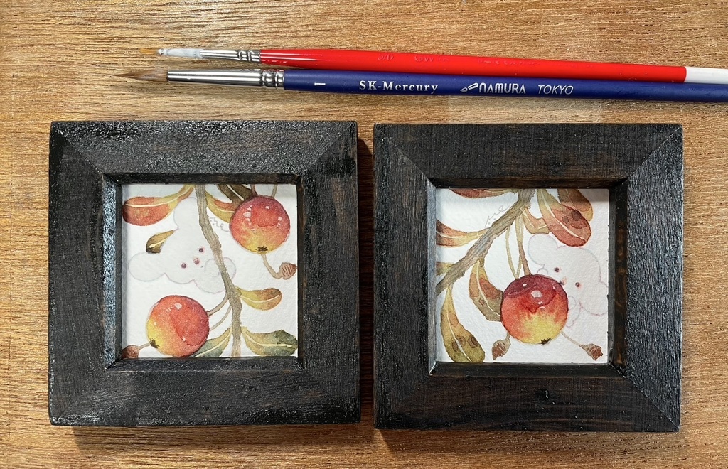 いろづきこけもも・ちび【額入ミニ原画】