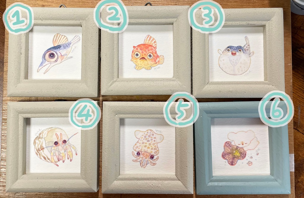 波のひとすくい【額付ミニ原画】