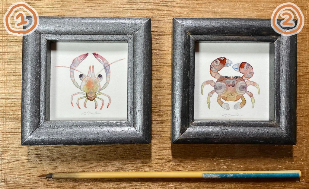 ちいちいかに【額付ミニ原画】