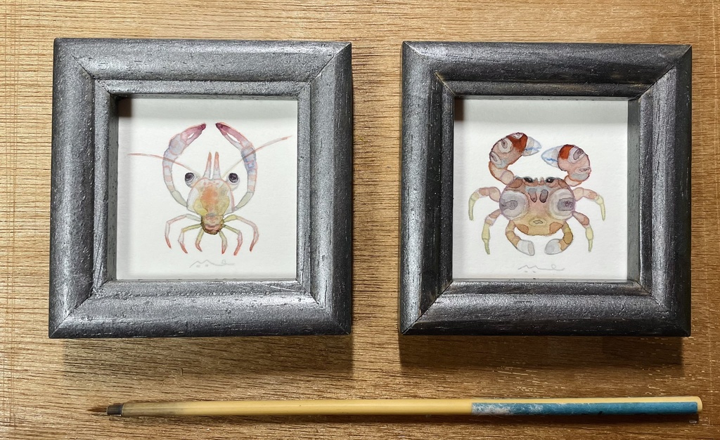 ちいちいかに【額付ミニ原画】