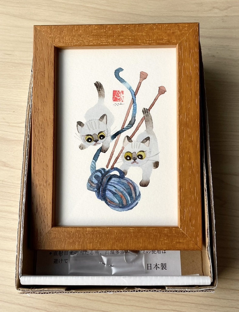 毛糸がころころ【額装小作品】