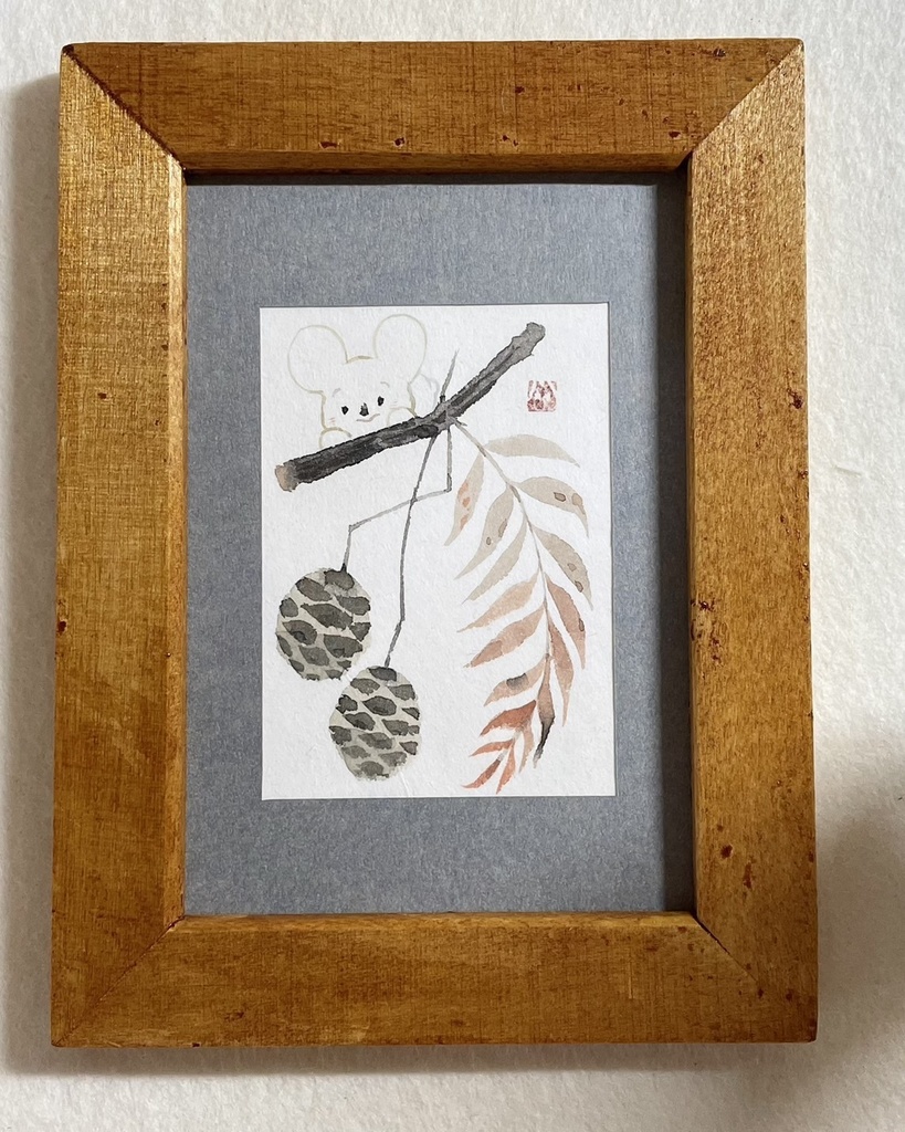 あかいはふささ【額付きミニ原画】