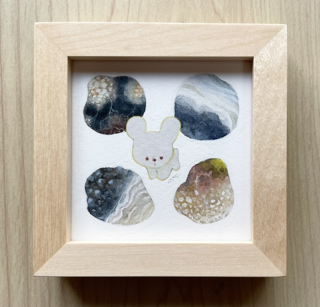 石ひろい【額装小作品】