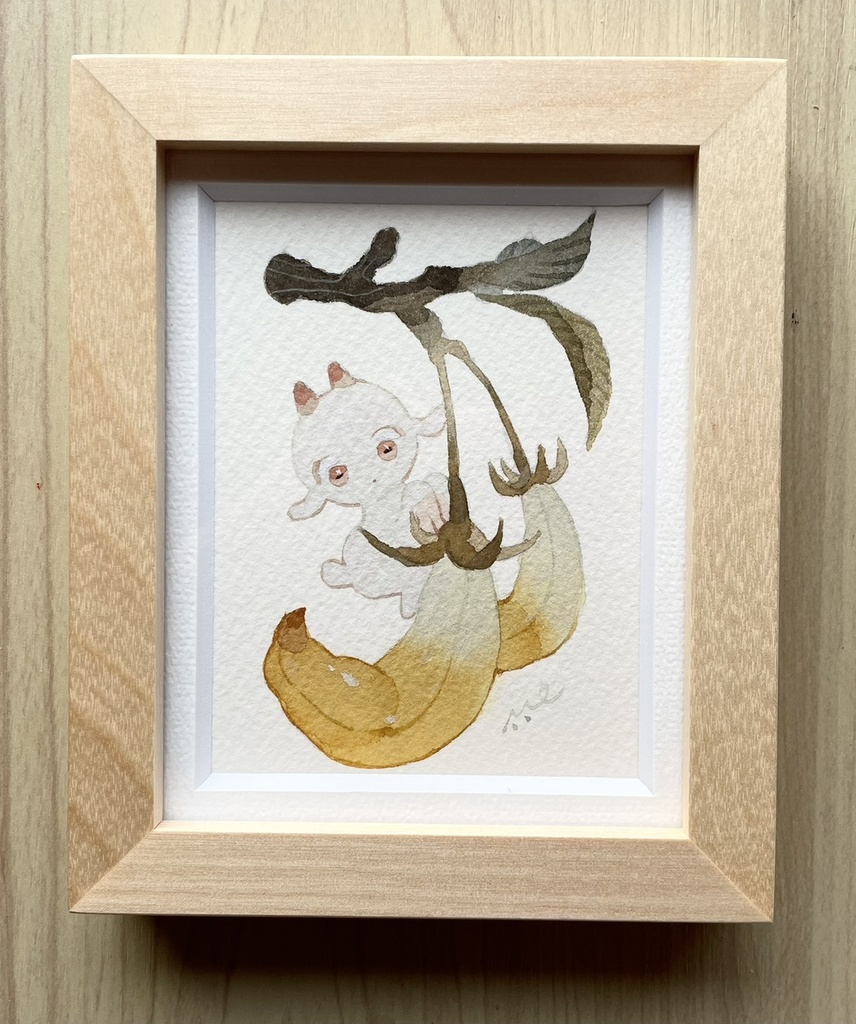 下弦の月【額装小作品】