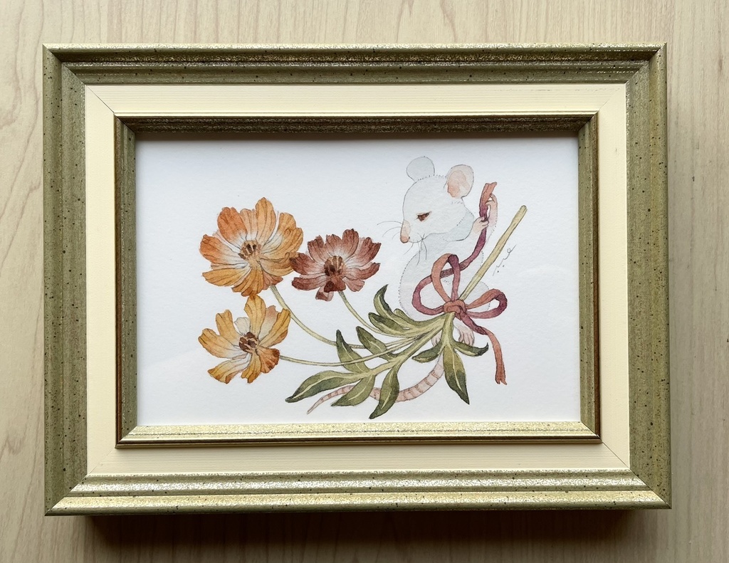 緋色のブーケ【額装小作品】