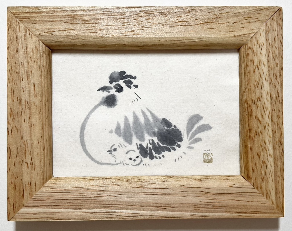 鶏図【額付ミニ原画】