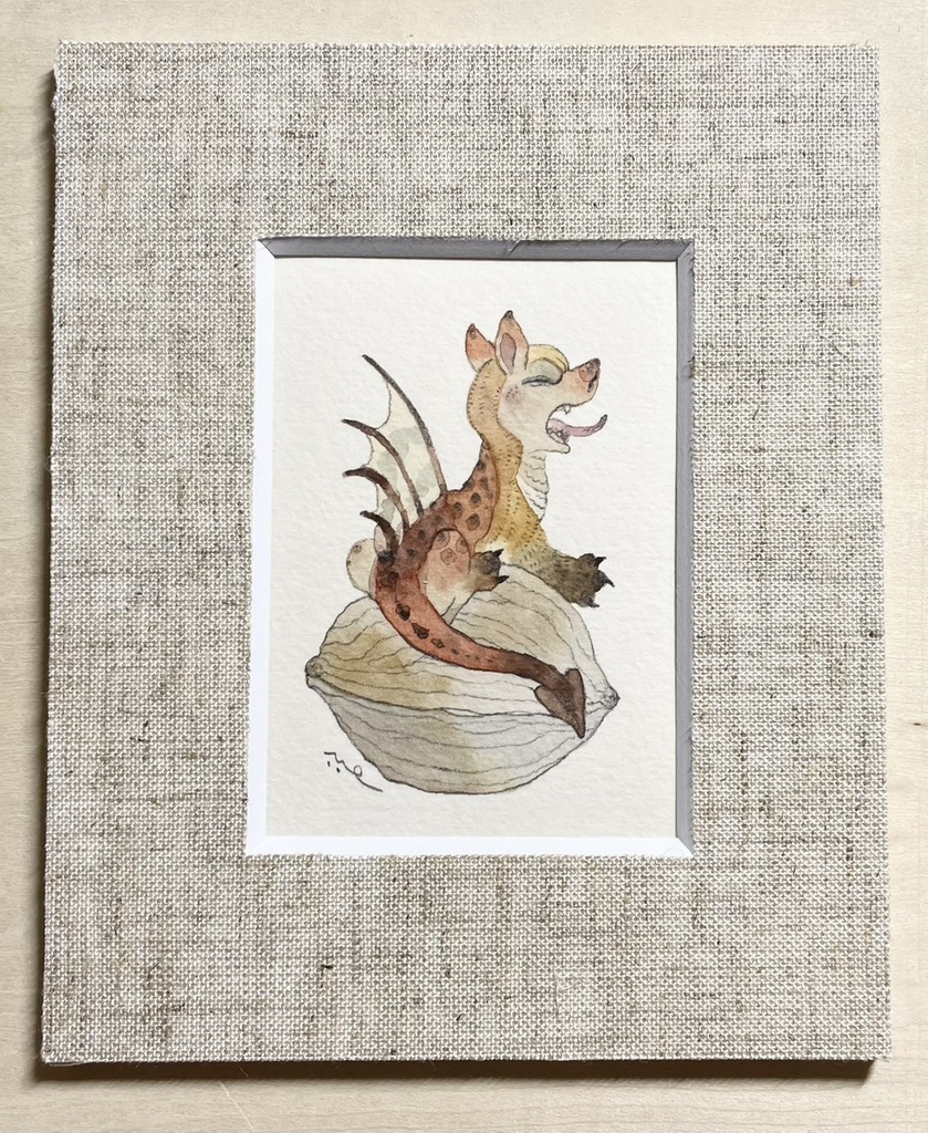 胡桃の赤ちゃん・あくびくん【額付ミニ原画】