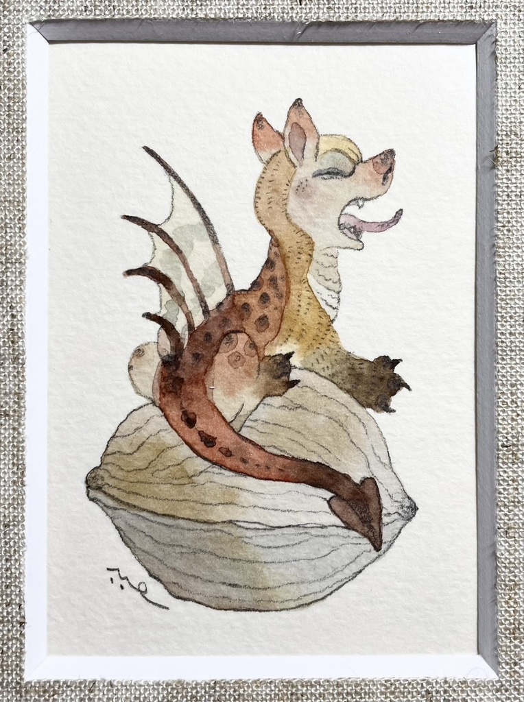 胡桃の赤ちゃん・あくびくん【額付ミニ原画】