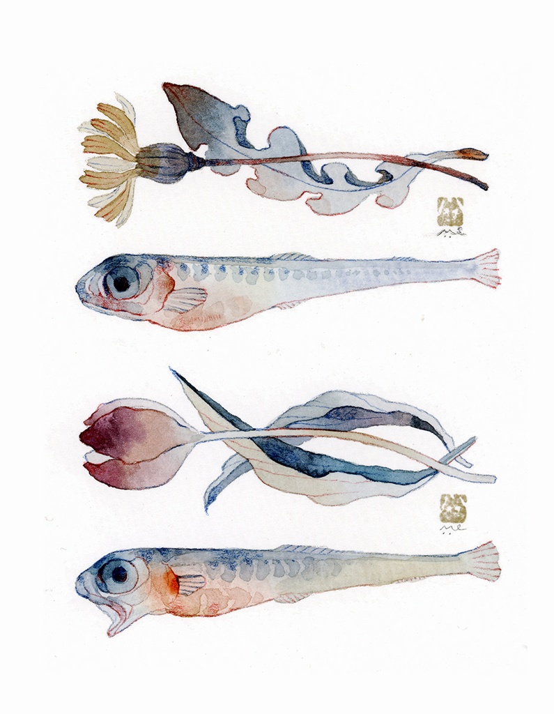 献花・吽【額付ミニ原画】