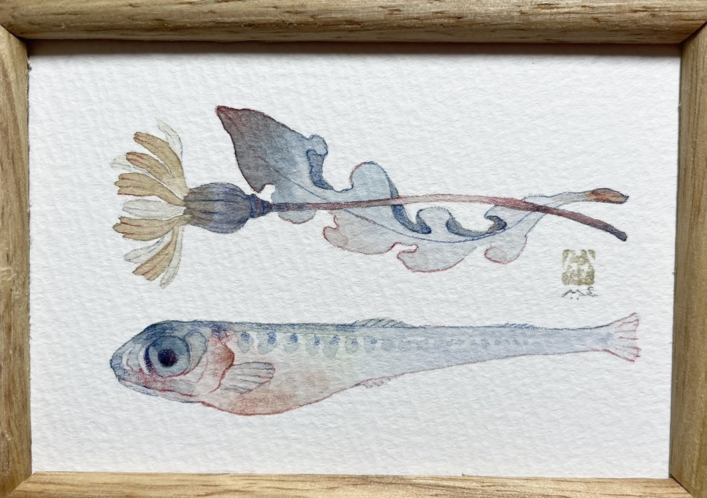 献花・吽【額付ミニ原画】