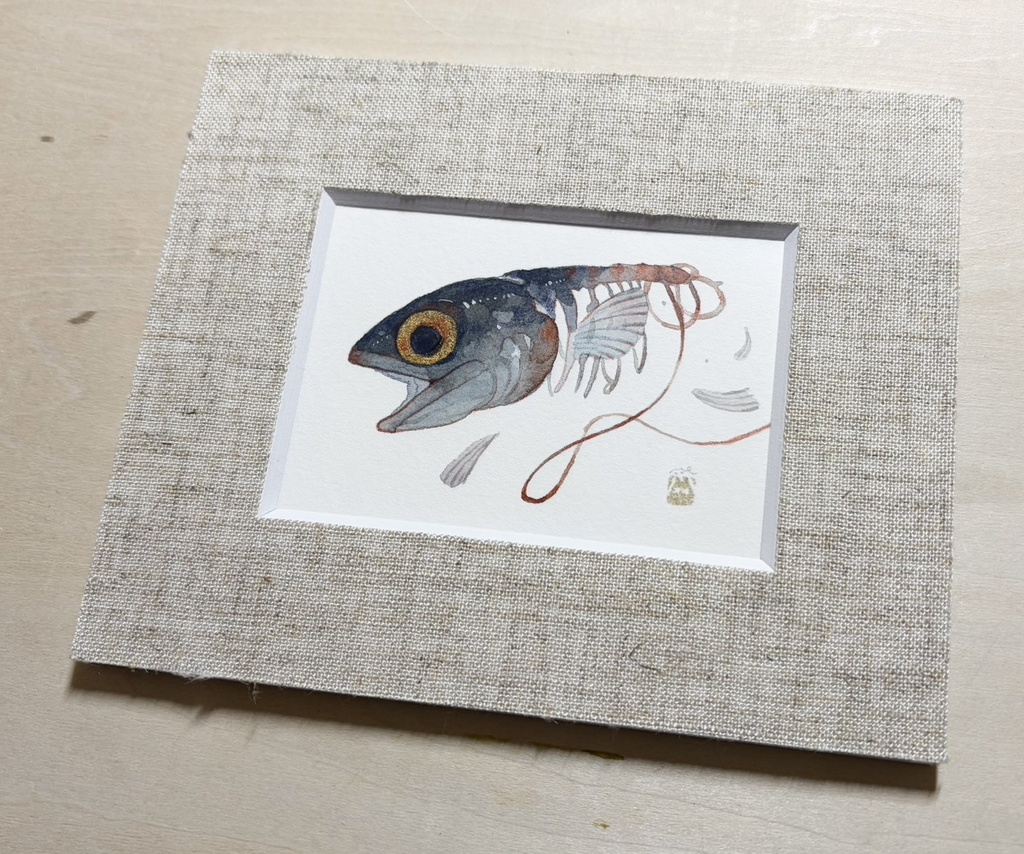 心残りをほぐして(みず)【額付ミニ原画】