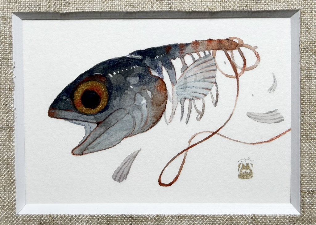 心残りをほぐして(みず)【額付ミニ原画】