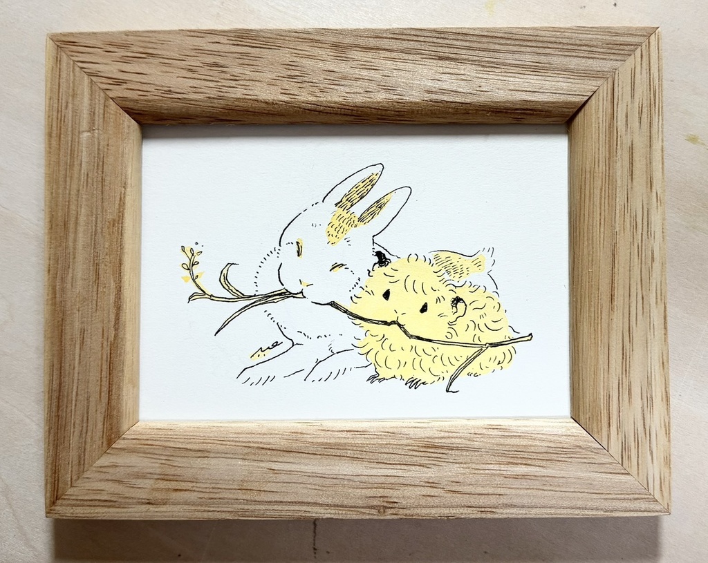 ふさふさなともだち【額付ミニ原画】