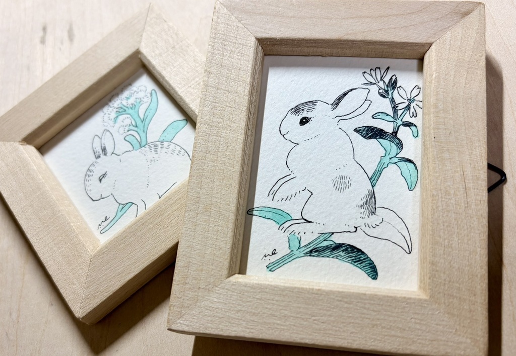 うさぎの窓【額付ミニ原画】