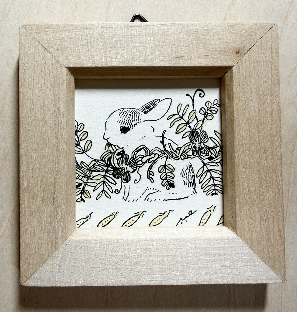 うさぎの窓【額付ミニ原画】