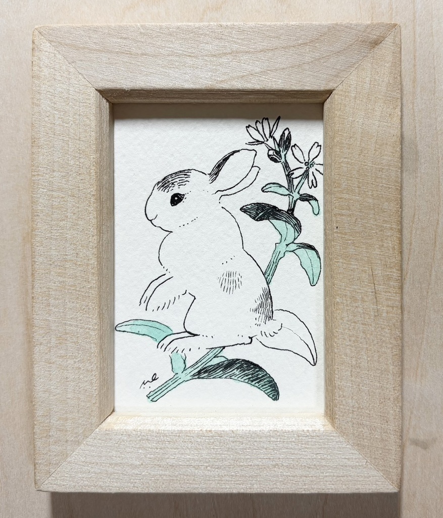 うさぎの窓【額付ミニ原画】