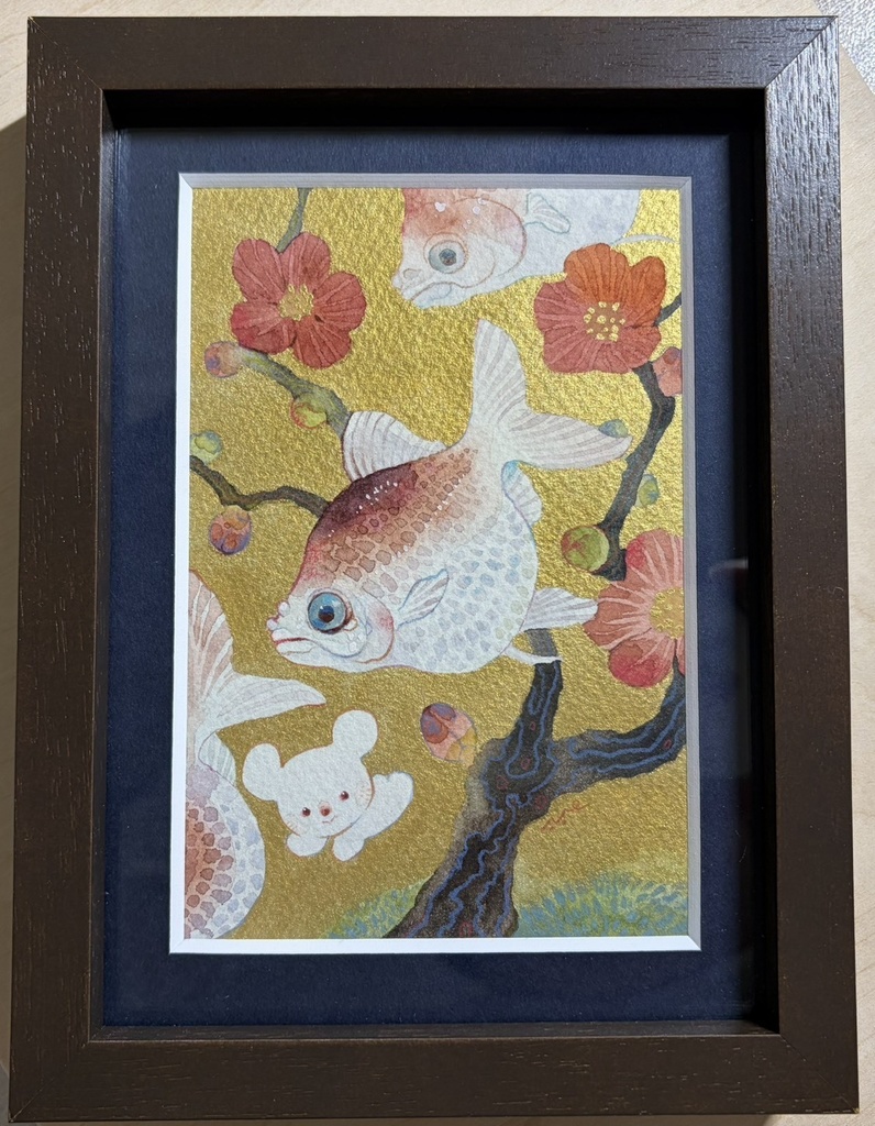 長寿梅図【額装小作品】