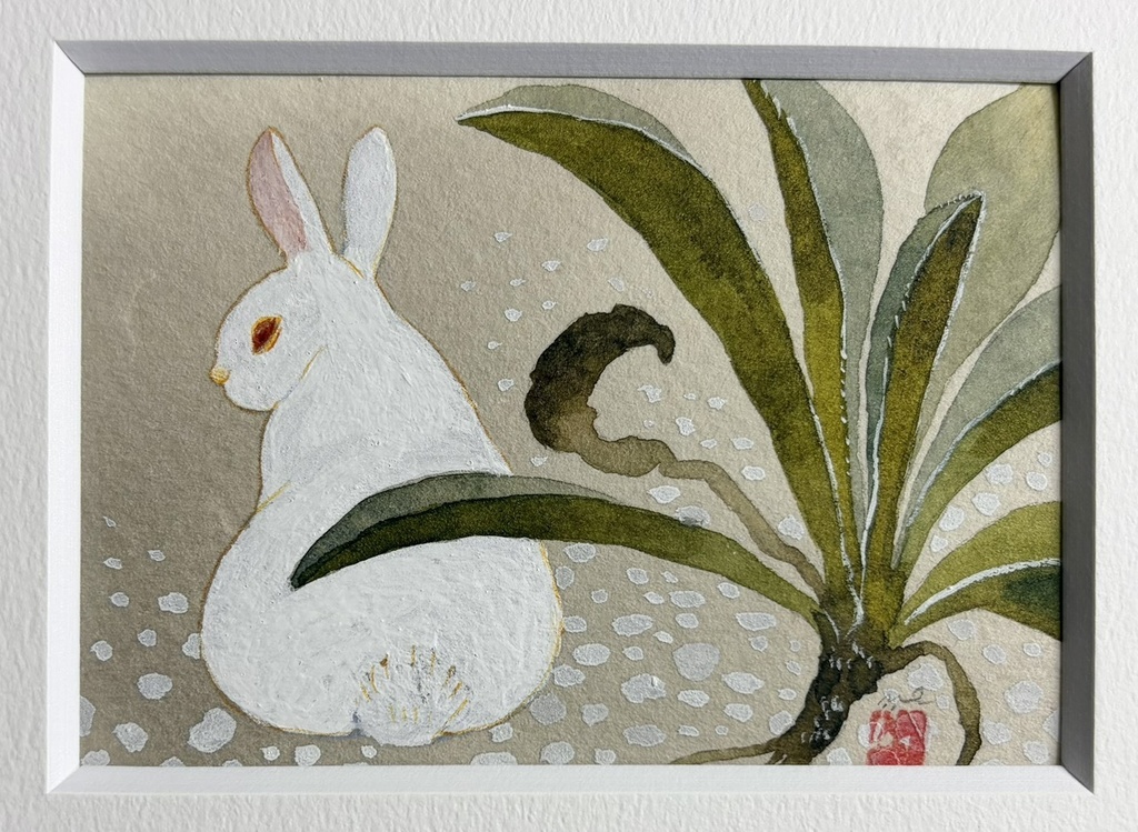 見返りうさぎ【額付ミニ原画】