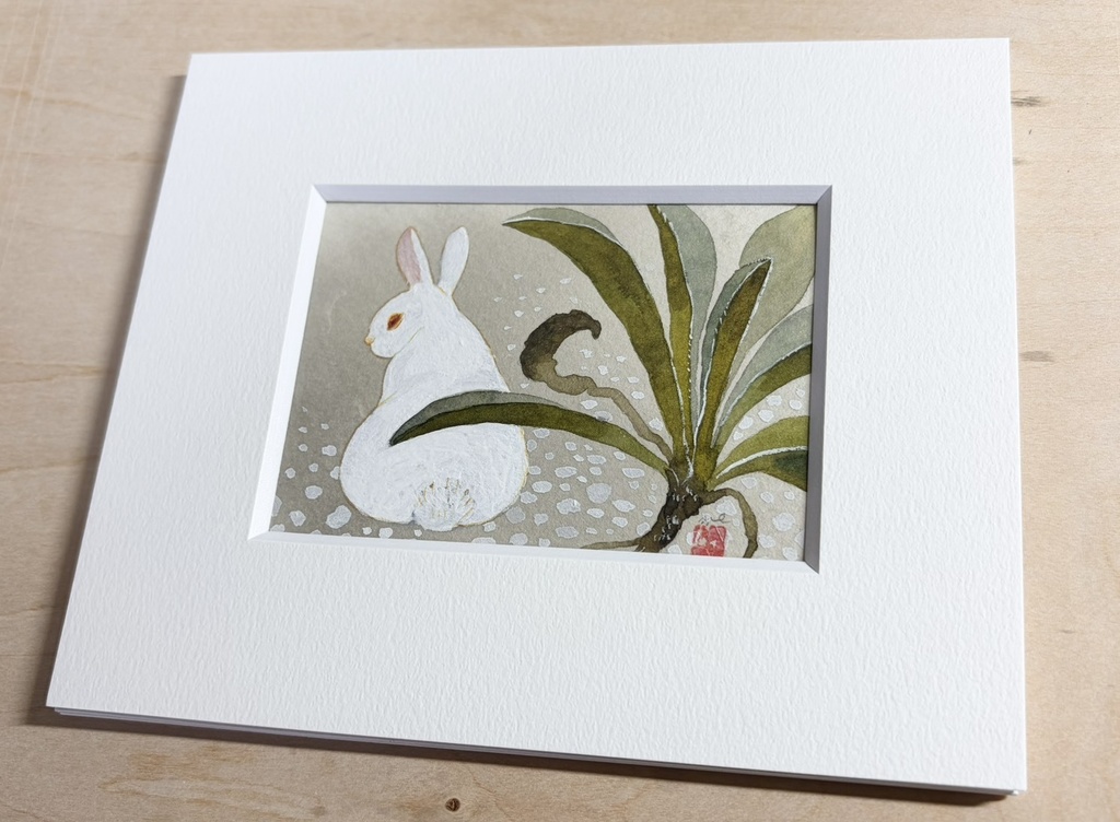 見返りうさぎ【額付ミニ原画】