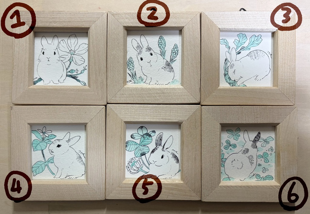 うさぎの窓2【額付ミニ原画】