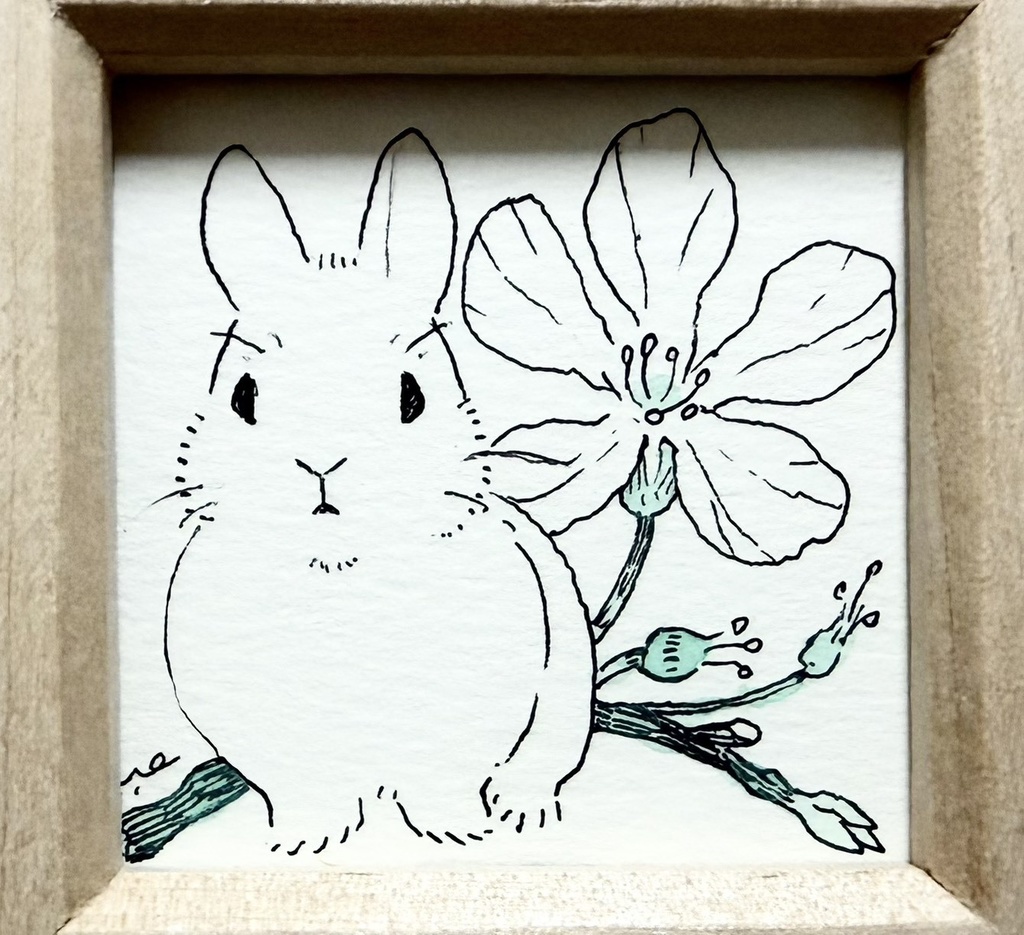 うさぎの窓2【額付ミニ原画】