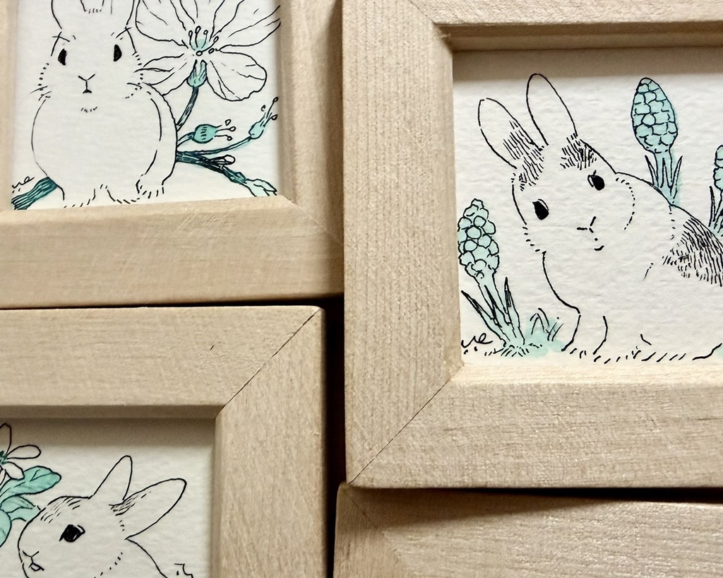 うさぎの窓２【額付ミニ原画】