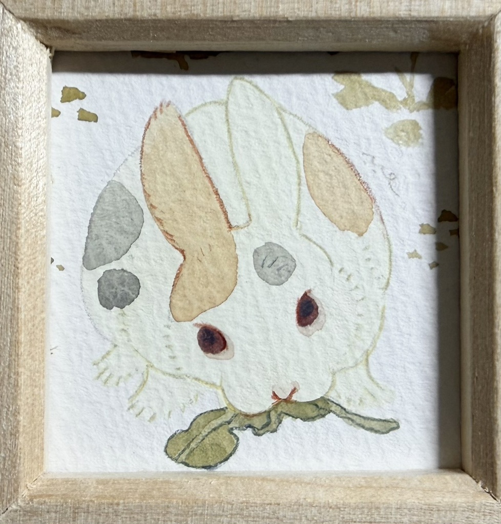 モグモグうさぎ【額付ミニ原画】
