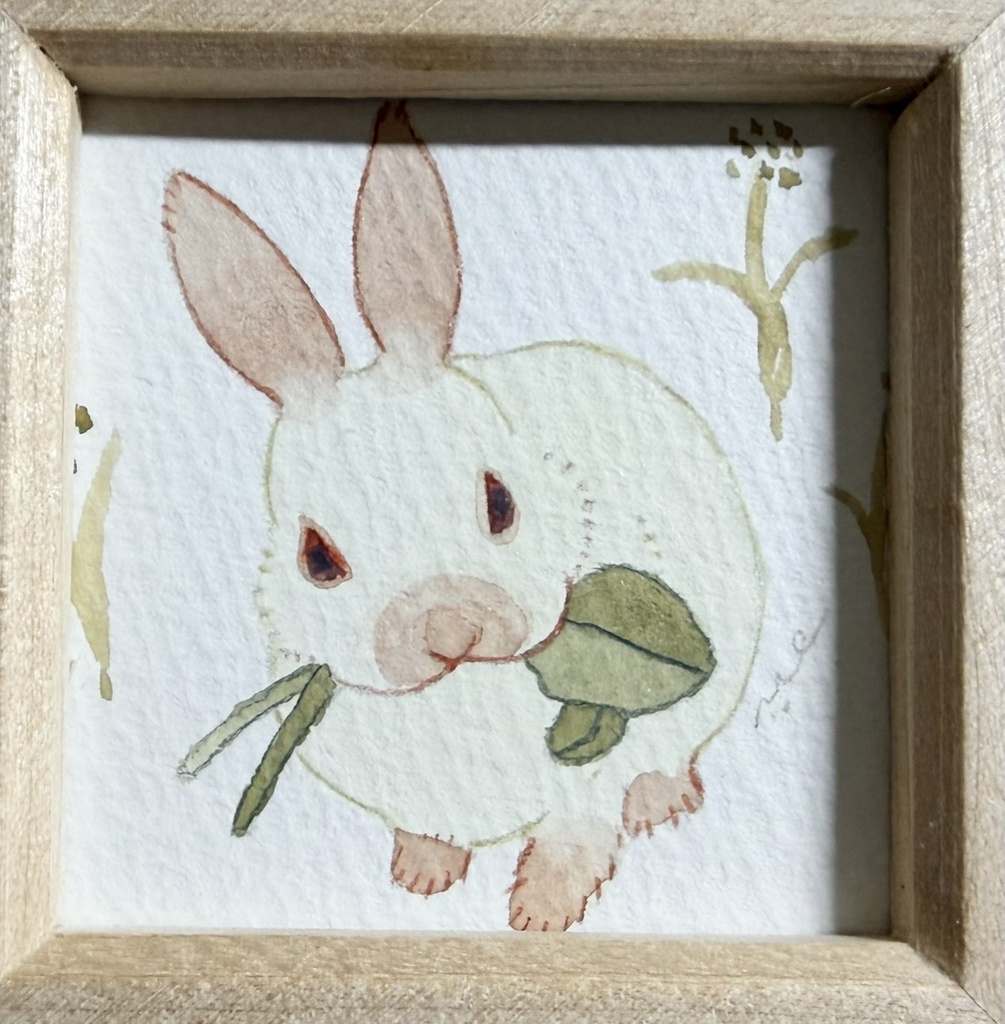 モグモグうさぎ【額付ミニ原画】