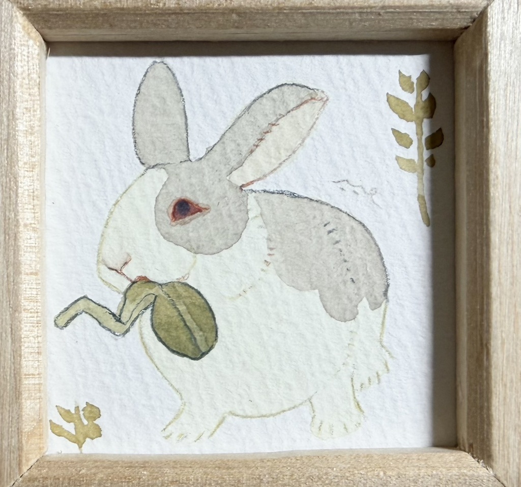 モグモグうさぎ【額付ミニ原画】