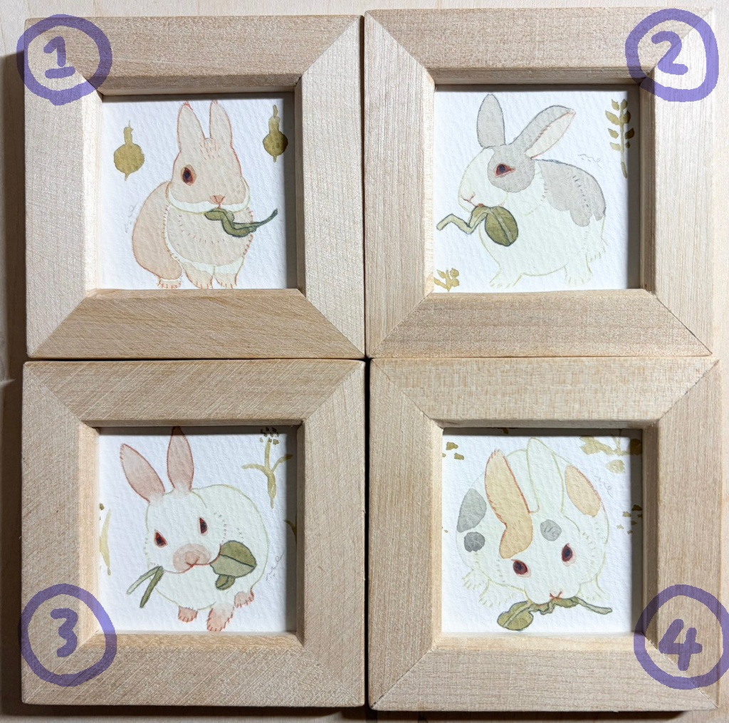 モグモグうさぎ【額付ミニ原画】