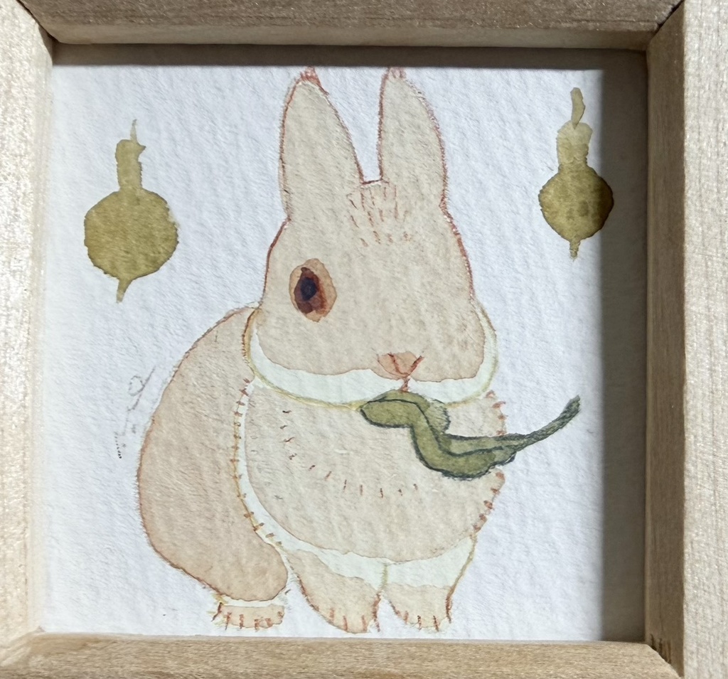 モグモグうさぎ【額付ミニ原画】