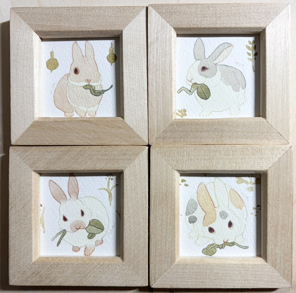 モグモグうさぎ【額付ミニ原画】