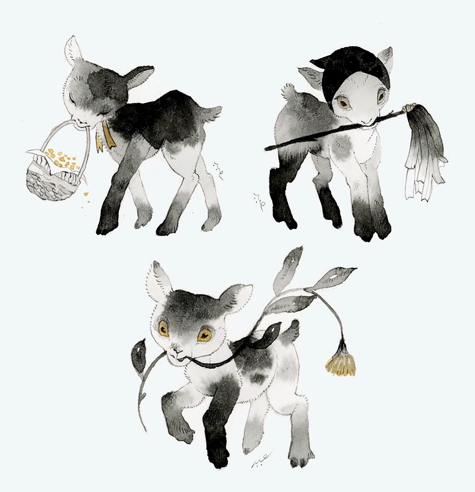 お祝いごとの支度【額付ミニ原画】