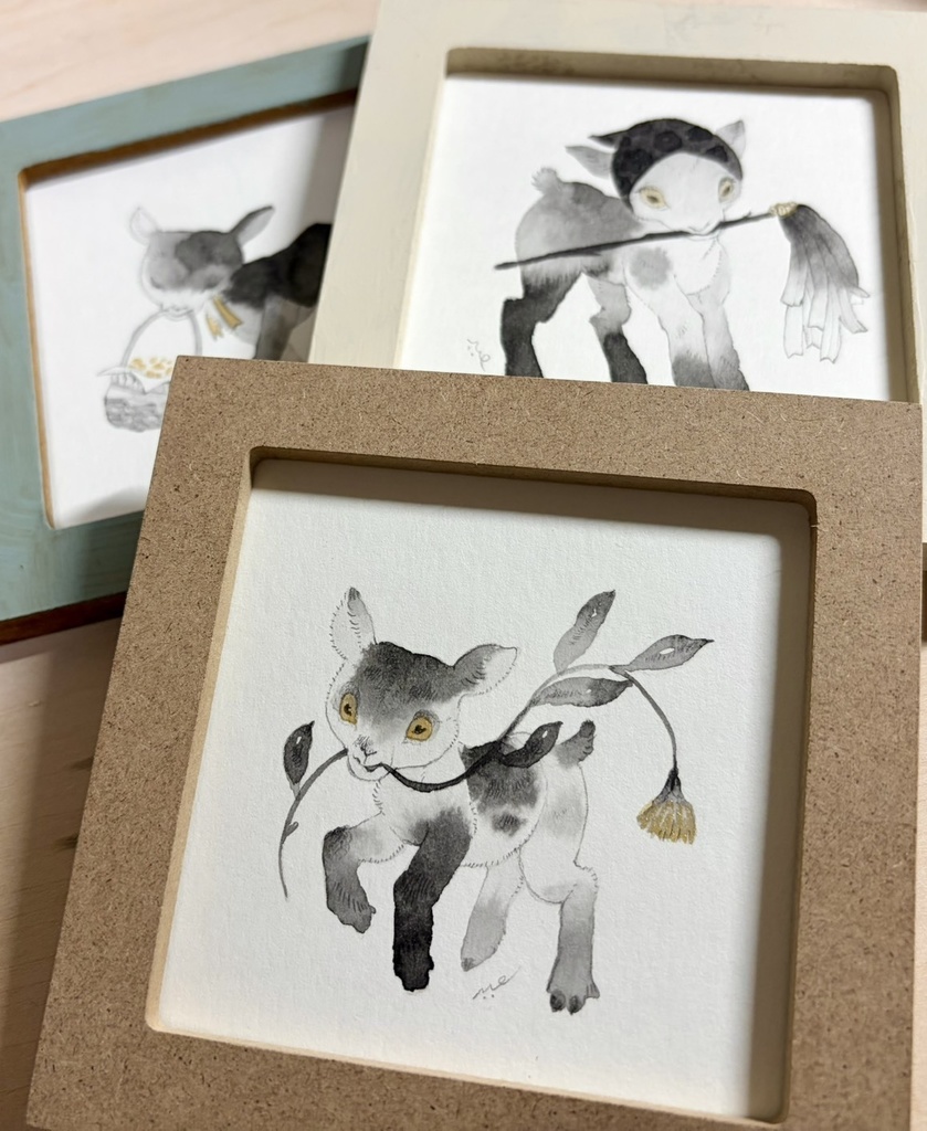 お祝いごとの支度【額付ミニ原画】