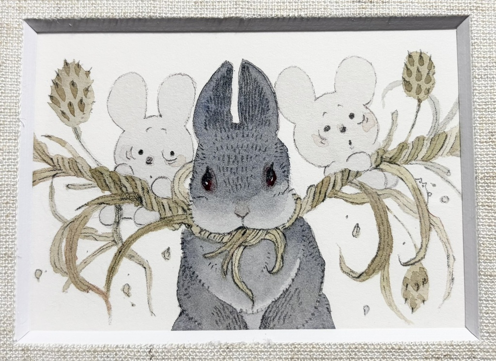 解き放たれしうさ神【額付ミニ原画】
