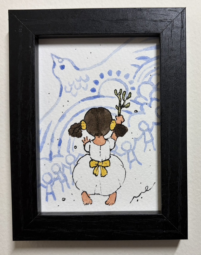 世界中のこどもたちが【原画/トレカサイズ/額付】