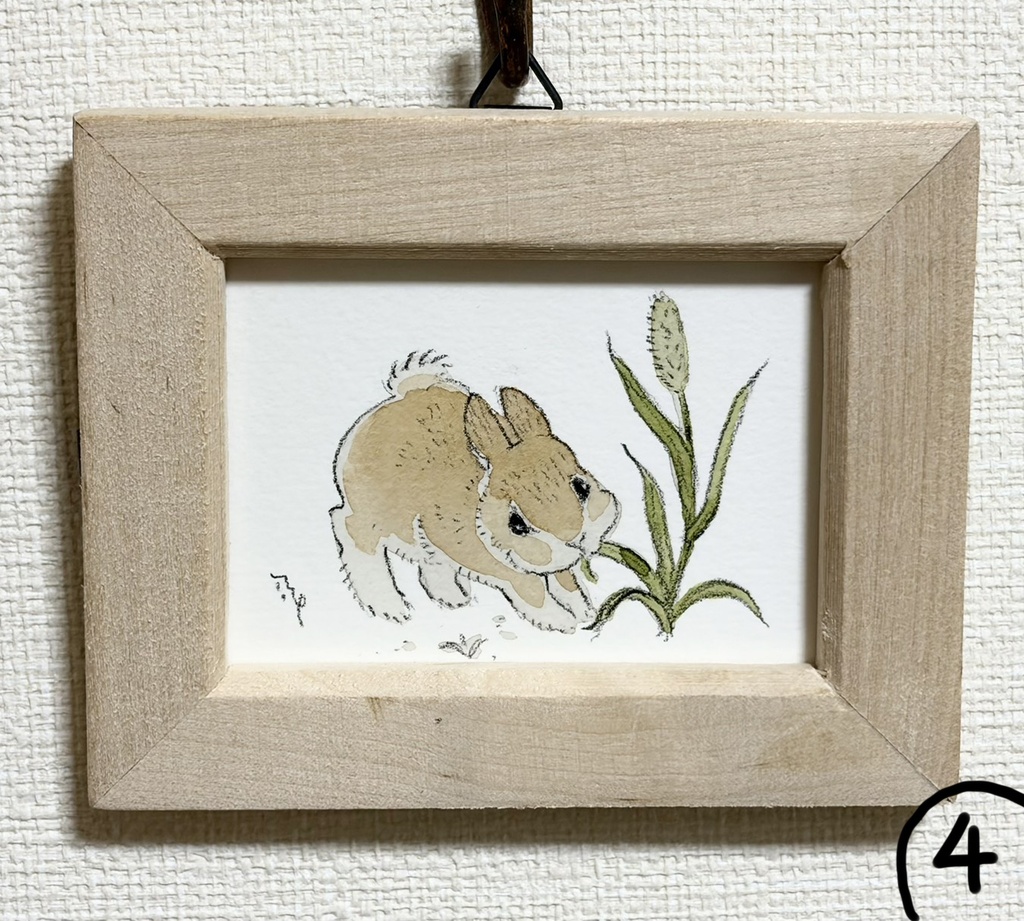 小さなうさぎのドローイング【原画・全5種/ミニサイズ/額付】